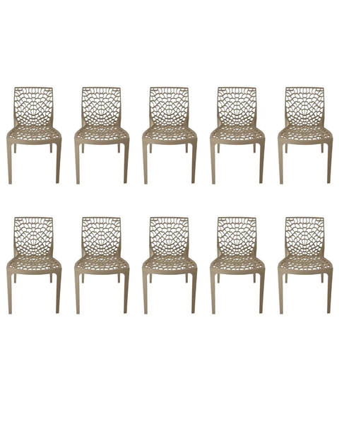 Kit com 10 Cadeiras Gruvyer Nude