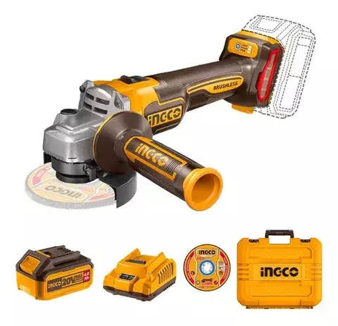 Amoladora Angular 20v 115mm Kit Completo Ingco Cagli211541-4