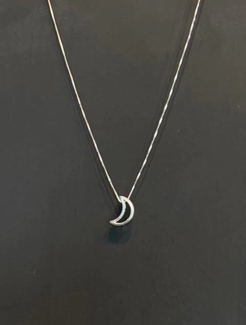 Corrente Prata 925 Pingente Lua Vazada - comprar online