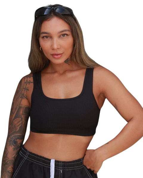 Top Cropped Mafiusu Regata Básico Preto - comprar online