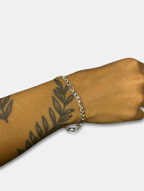 Pulseira Prata 925 Fígaro 3x1 - Fecho Mosquetão Lagosta - comprar online