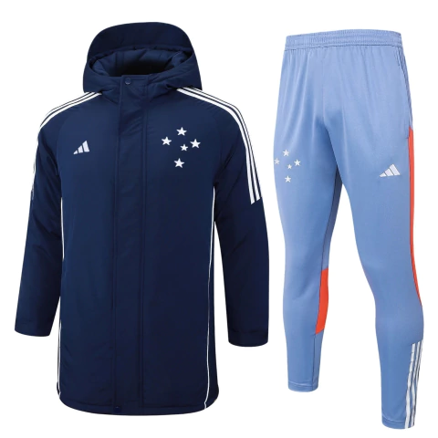 Conjunto Adulto Jaqueta + Calça Moletom Cruzeiro 2024 - ADIDAS - Azul Escuro
