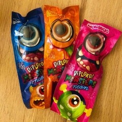 Pirulito Neon com Cabo que Brilha no Escuro Monsters Olho - Facina Foods