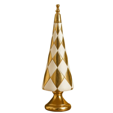 Mini Árvore de Natal Decorativa de Resina Branca e Dourada 40cm - comprar online