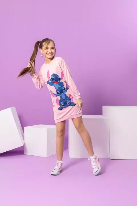 Vestido Moletinho Antonella - Stitch Rosa