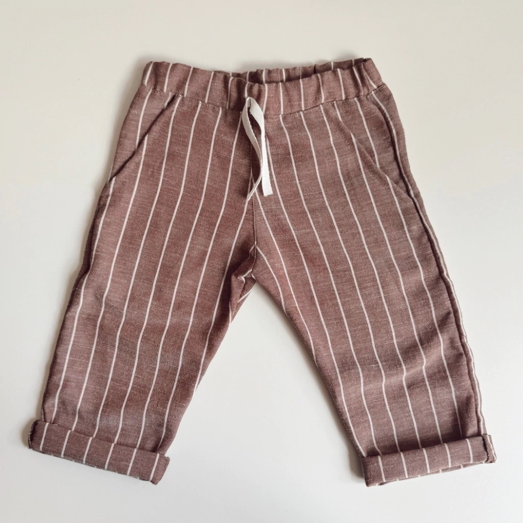 PANTALON LINO RAYAS CHOCOLATE