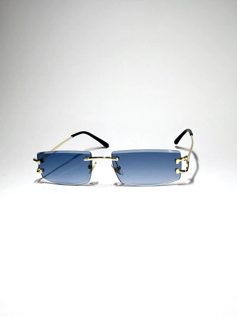 Lentes de Sol Blue Biselados de Lujo con Montura Dorada – Diseño Exclusivo - comprar online
