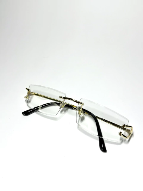 Lentes de Sol Transparentes Biselados de Lujo con Montura Dorada – Diseño Exclusivo - comprar online