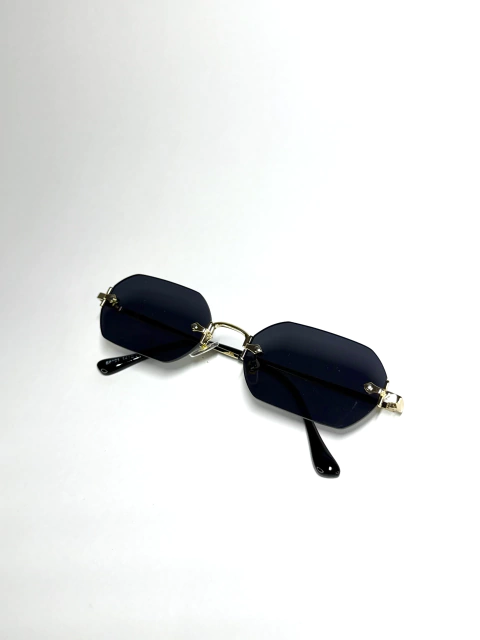 Lentes FullBlack de Sol Hexagonales de Lujo con Montura Dorada - comprar online