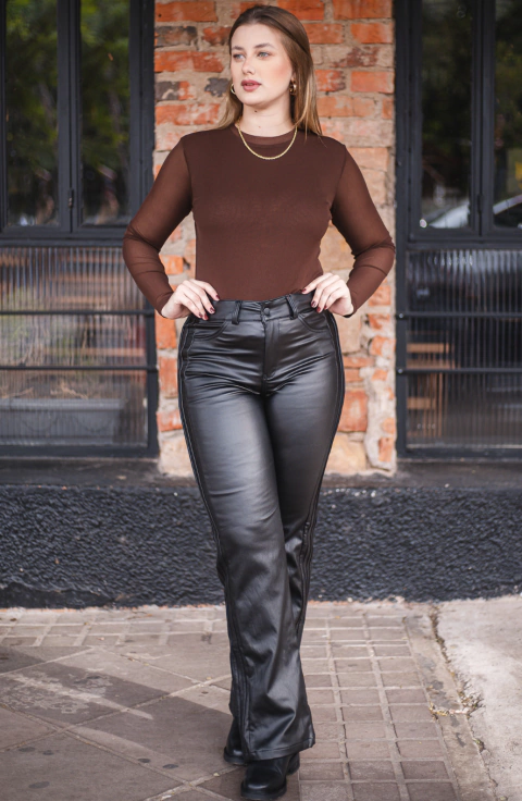 Calça Wide Leg Fit Resinada Térmica C/Elastano - 2613