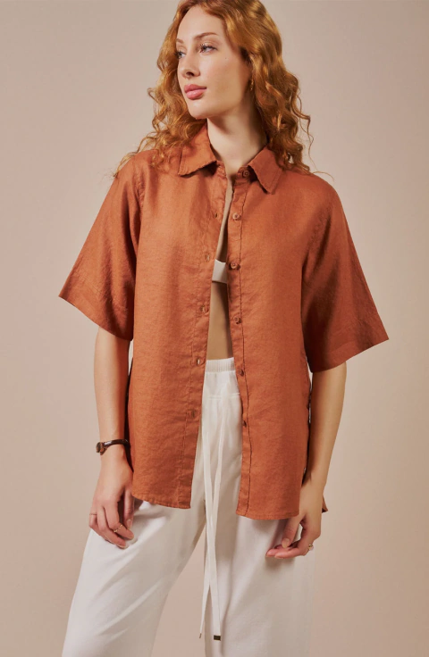 Camisa manga curta em linho Biamar 12277