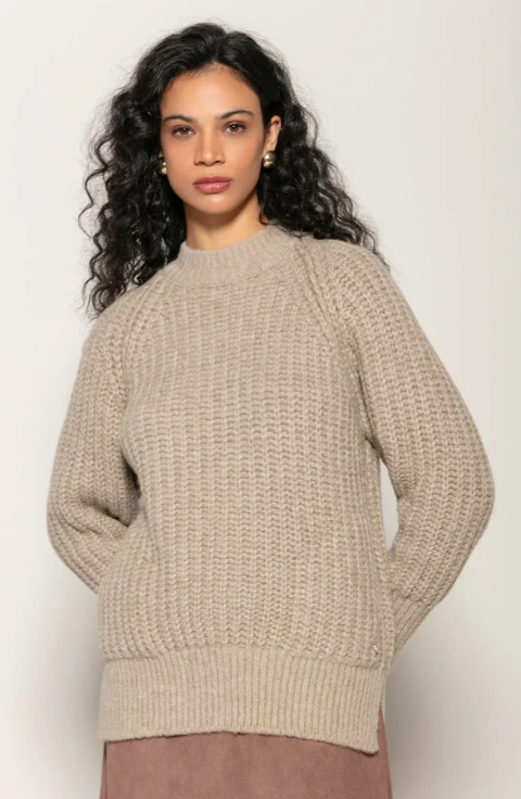 Blusa com decote redondo e mangas de cava raglan Biamar 12368