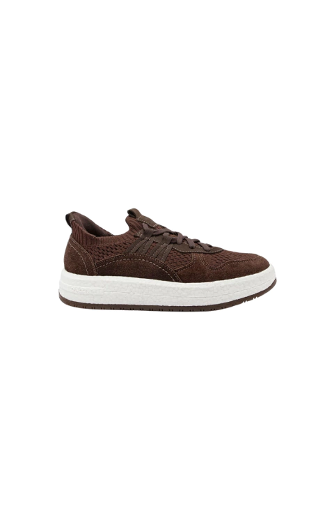 Sapatenis Feminino Couro C/Tecido Solado Sintético - 618106