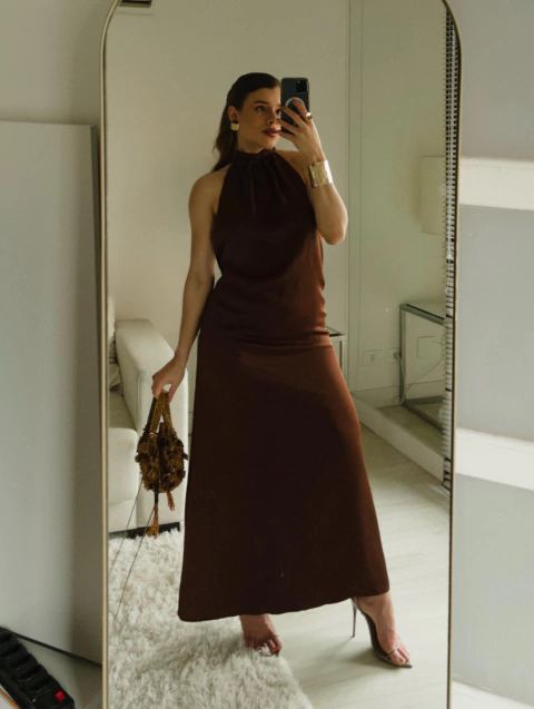 Vestido Acetinado Longo Ágata