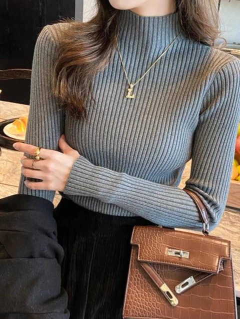 Blusa Canelada Gola Alta Suzi