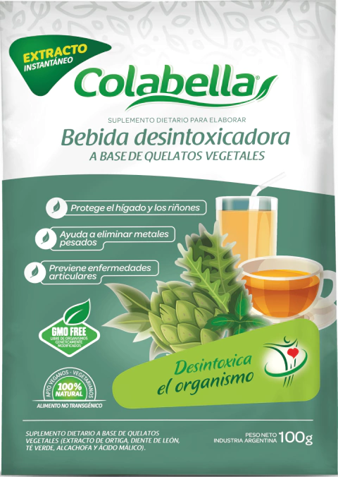 Bebida desintoxicadora Colabella en sobre de 100 gramos.