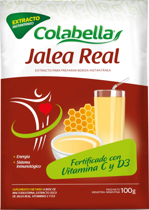 Sobre de 100 gramos de bebida de extracto instantáneo de jalea real Colabella.