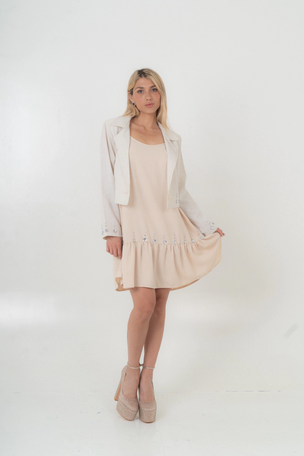 SET VESTIDO Y BLAZER EMMA CRUDO