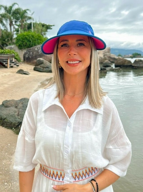 Viseira Capri Colors Fem Marinho/Rosa Shock Proteção 50 Uv Line