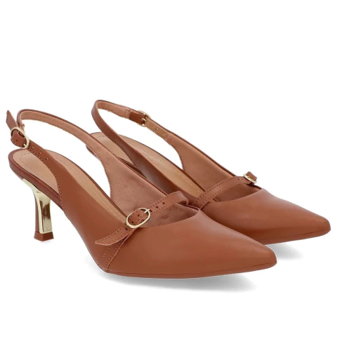 Scarpin Slingback Couro Am31004003-Canela-Usaflex - comprar online