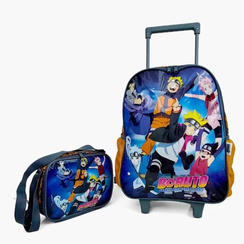 KIT Mochila Luxcel de Rodinhas Infantil do Boruto Next Generations + Lancheira Luxcel Boruto Next Generations