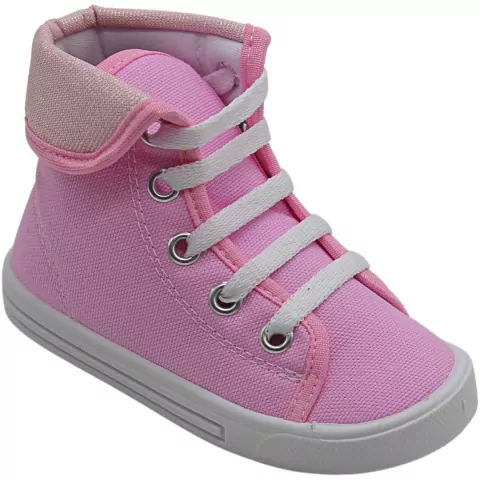 Tênis Botinha Com Cadarço Rosa