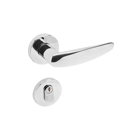 Fechadura para Porta 515P Zamac Externa ST2 55 ROS 327 IN Cromado Acetinado Canto Redondo