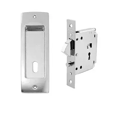 Combo Fechadura Interna para Porta de correr com Bico de Papagaio 4020 Cromado Acetinado