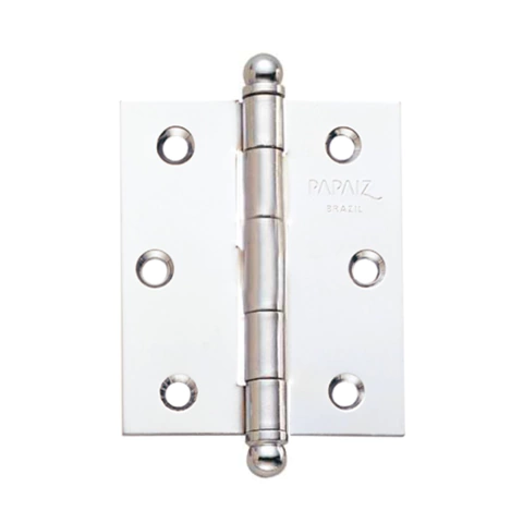 Dobradiça Média 1296 Aço com Pino Estampado Cromado 3 1/2" X 3" Papaiz