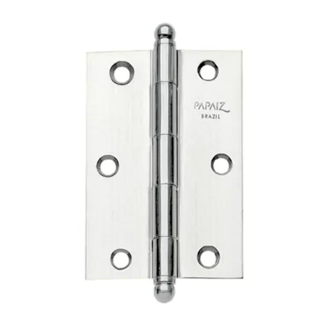 Dobradiça Leve 1300 Aço  com Pino  Estampado Cromado 2 1/2" Papaiz
