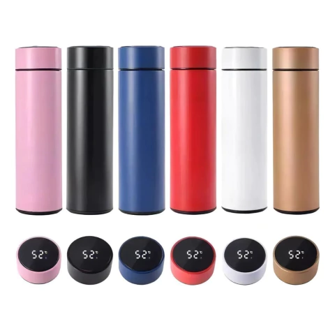 Botella Termo Sensor Led Temperatura Bebidas Acero Inox Cafe