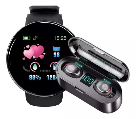 Combo Smartwatch Band Reloj Inteligente D18 + Auricular F9 - comprar online