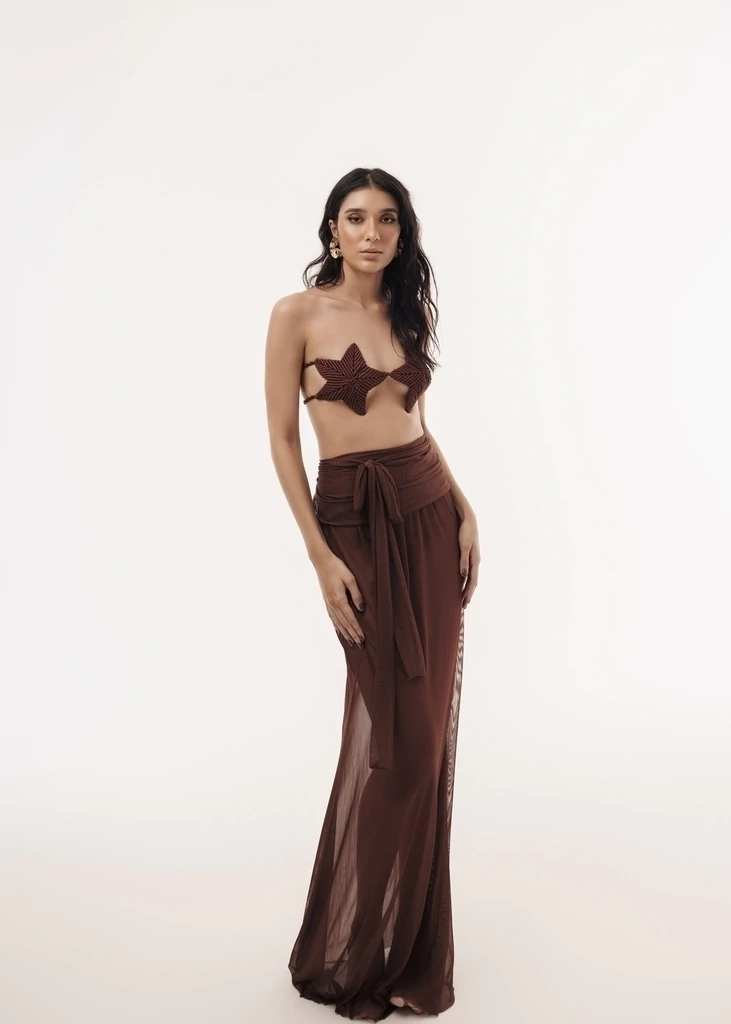 SAIA/VESTIDO MOCHA TULE - MARROM