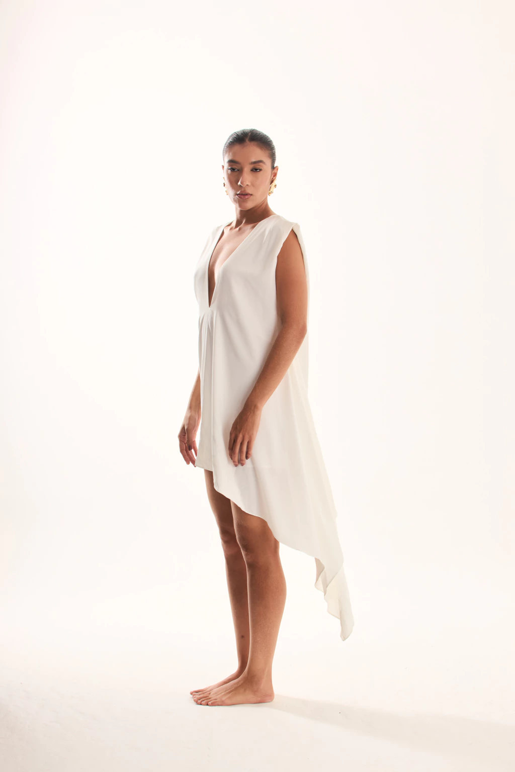 VESTIDO DECOTE COM PONTA VIN BLANC