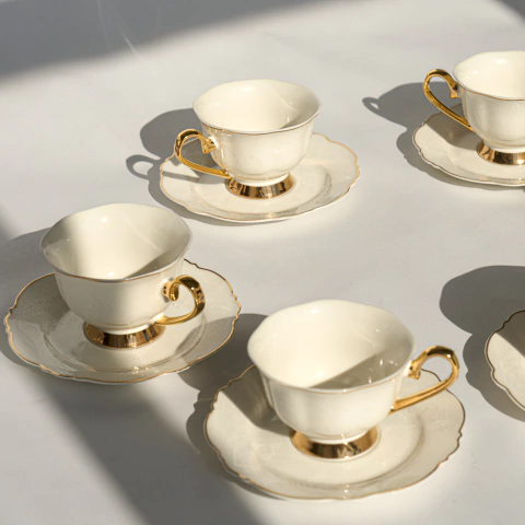 Juego de Té Porcelana Labrada "Jazmin" - comprar online