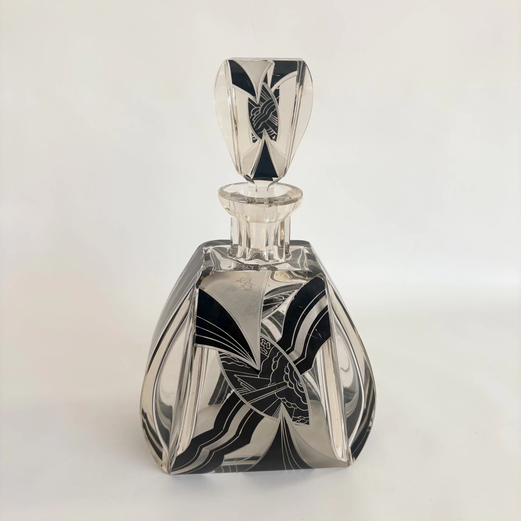 Botellón de Cristal Nocturno – Pieza de Colección Art Déco