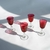 Juego de 4 Copas de Cristal Color Rojo Grabadas al Acido “Rubí”