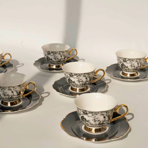 Juego de Te Porcelana “Noir Garden” Para 6 personas - comprar online