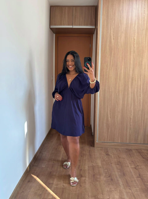 Vestido Morgana Curto - Azul Marinho - comprar online
