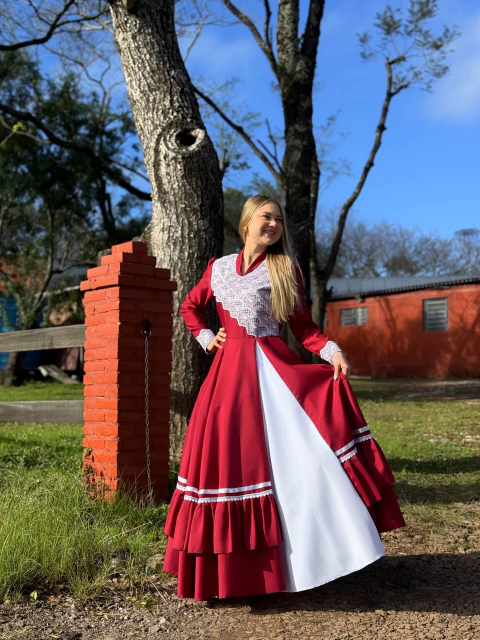 Vestido de prenda Bordô-Branco - comprar online