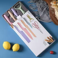 Kit De Facas Inox Profissional Colorido 6 Peças - Drop Conexion