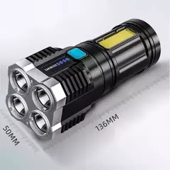 Lanterna Alta Potência de Alcance 4 Led Lanterna Usb Recarre