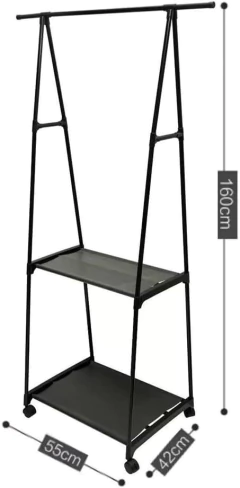 Cabideiro Arara De Roupas Sapatos Dupla Prateleiras Rodinha - comprar online
