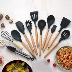 Kit 12 peças Jogo de Cozinha colheres de Silicone - Drop Conexion