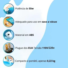 Bomba Elétrica 110v 220v Para Saco a Vácuo Organizador de Sucção bomba vacuo viagem(220V) - Drop Conexion