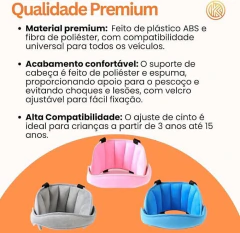 Apoio Suporte Cabeça Proteção Bebê Cadeirinha Infantil para Carro Segura Cabeça Almofada Ajustável (Cinza)