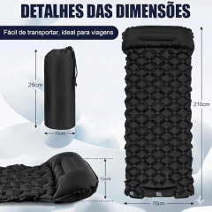 Colchão Inflável Automático Portátil Solteiro com Travesseiro – Prático Compacto e Impermeável para Acampamento Viagem e Aventura ao Ar Livre (Preto) - comprar online