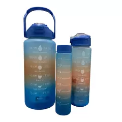 Kit 3 Garrafas Água Squeeze Motivacional 300M+ 900ML+ 2000ML