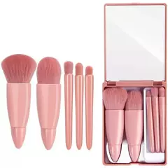 KIT PINCEL PARA MAQUIAGEM COM ESPELHO 05 PEÇAS CORES SORTIDAS KIT PINCEL PARA MAQUIAGEM COM ESPELHO 05 PEÇAS CORES SORTIDAS KIT PINCEL PARA MAQUIAGEM