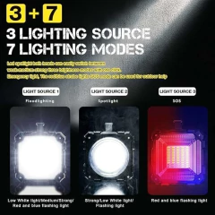 Lanterna holofote de LED, lanterna recarregável, 4000 lm, 10000 mAh, holofote de alta potência, holofote de acampamento, 3 + 4 modos de iluminação, la na internet